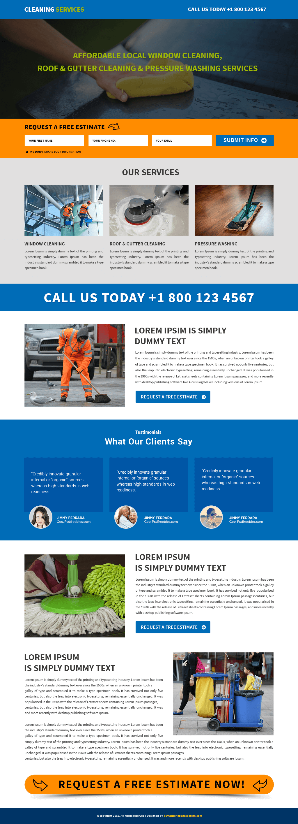 Cleaning Services responsive landing page template
