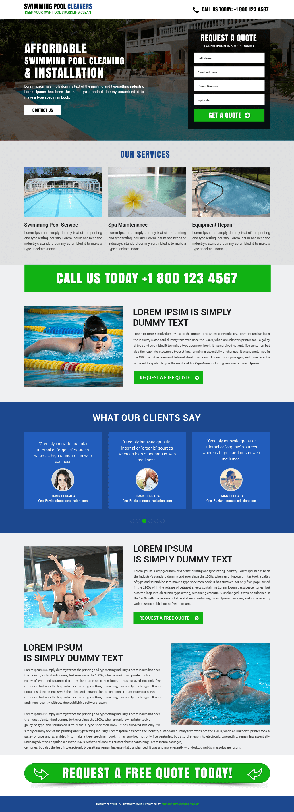 Swimming Pool Cleaning Service responsive landing page template