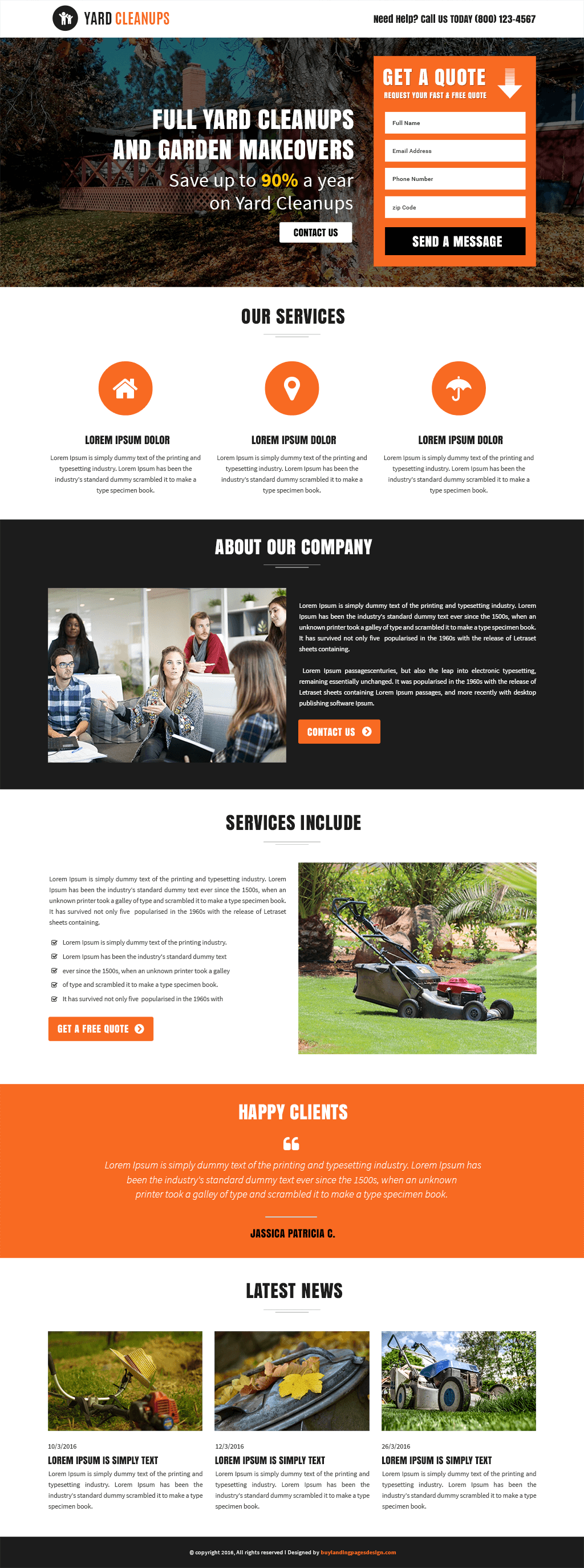 Yard Cleanups Service responsive landing page template