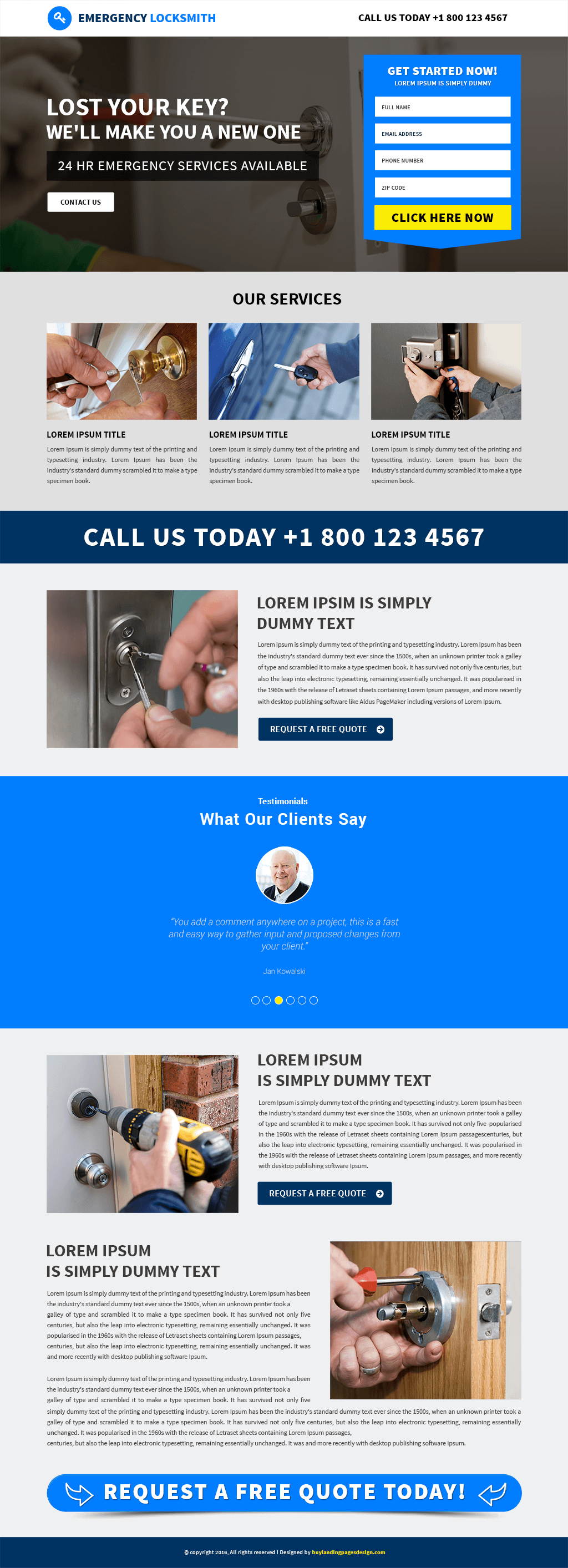 Emergency Locksmith Responsive Landing Page Template
