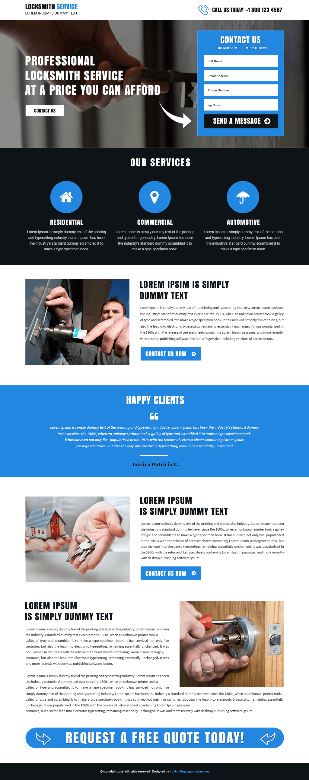 Locksmith Service Responsive Landing Page Template