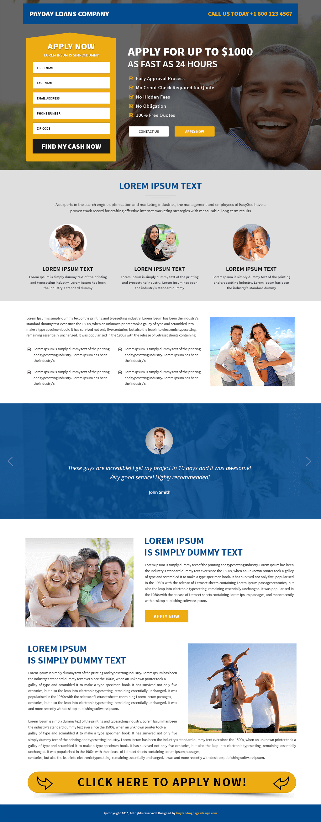 Payday Loans Responsive Landing Page Template