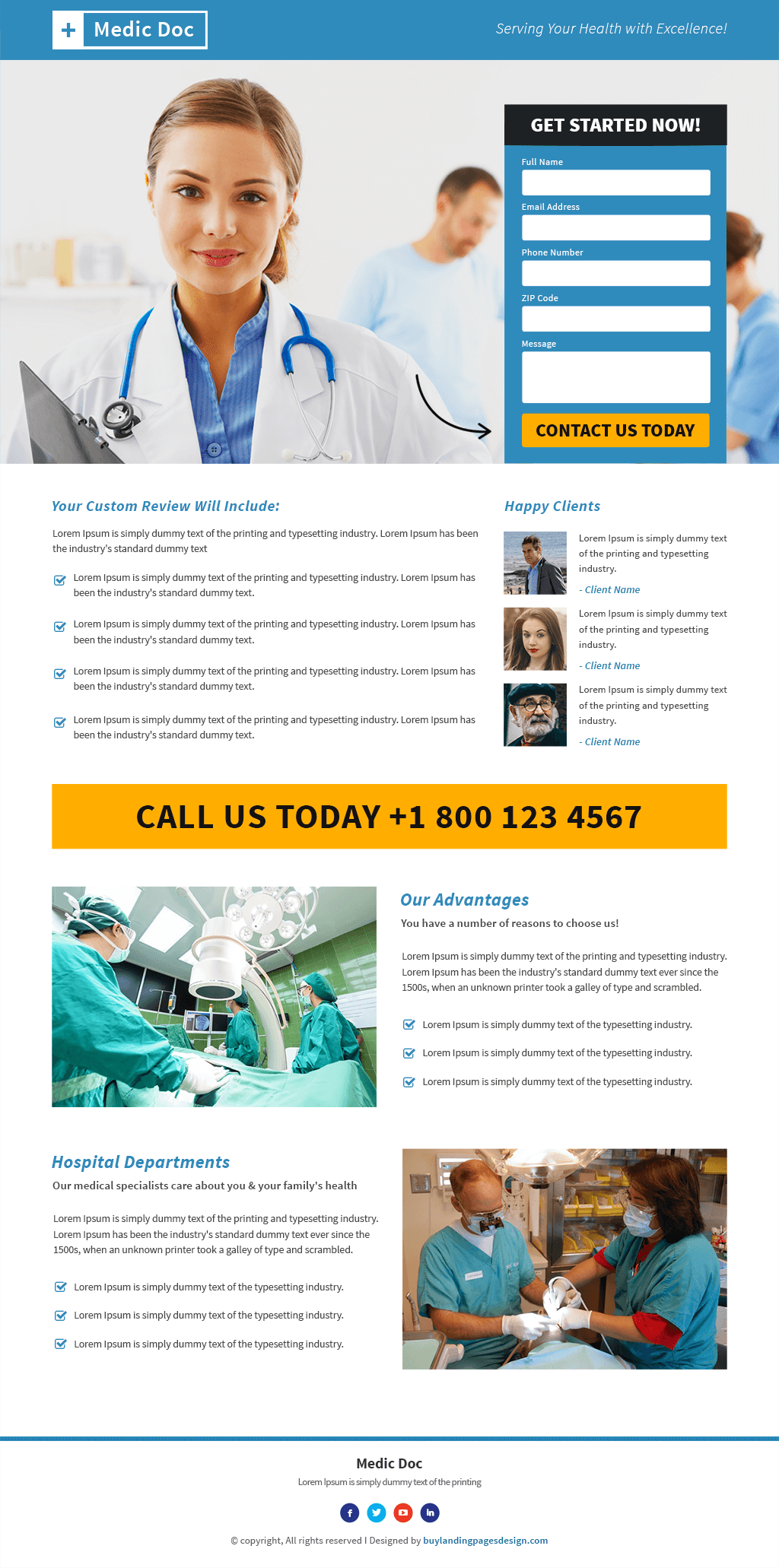 Responsive Medical Doctor Landing Pages Design Template